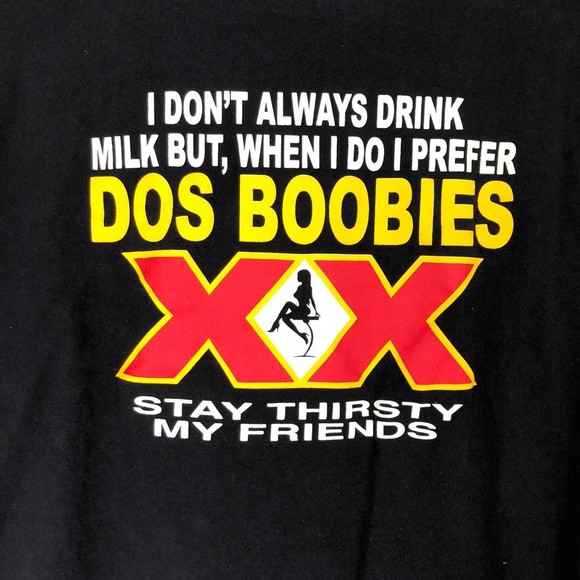 Mens XL Graphic Tee; Funny Graphic, Comedy T-Shirt, Boobies Tee - Picture 2 of 3